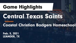 Central Texas Saints vs Coastal Christian Badgers Homeschool Game Highlights - Feb. 5, 2021