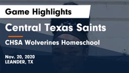 Central Texas Saints vs CHSA Wolverines Homeschool Game Highlights - Nov. 20, 2020