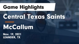 Central Texas Saints vs McCallum  Game Highlights - Nov. 19, 2021