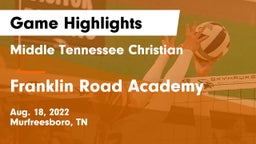 Middle Tennessee Christian vs Franklin Road Academy Game Highlights - Aug. 18, 2022