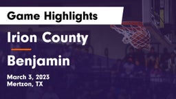 Irion County  vs Benjamin  Game Highlights - March 3, 2023