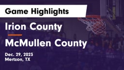 Irion County  vs McMullen County  Game Highlights - Dec. 29, 2023