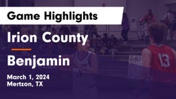 Irion County  vs Benjamin  Game Highlights - March 1, 2024