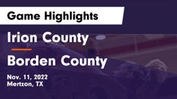 Irion County  vs Borden County  Game Highlights - Nov. 11, 2022