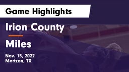 Irion County  vs Miles  Game Highlights - Nov. 15, 2022