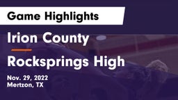 Irion County  vs Rocksprings High Game Highlights - Nov. 29, 2022