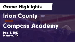 Irion County  vs Compass Academy Game Highlights - Dec. 8, 2022