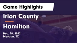 Irion County  vs Hamilton  Game Highlights - Dec. 28, 2022