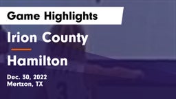 Irion County  vs Hamilton  Game Highlights - Dec. 30, 2022
