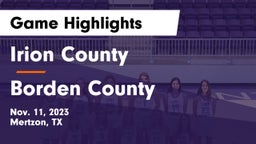 Irion County  vs Borden County  Game Highlights - Nov. 11, 2023