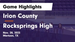 Irion County  vs Rocksprings High Game Highlights - Nov. 28, 2023
