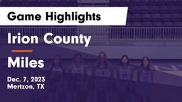 Irion County  vs Miles  Game Highlights - Dec. 7, 2023
