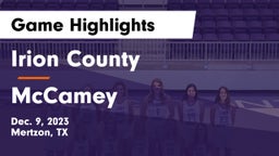 Irion County  vs McCamey  Game Highlights - Dec. 9, 2023