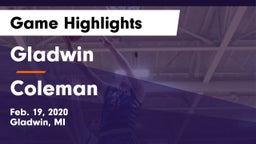 Gladwin  vs Coleman  Game Highlights - Feb. 19, 2020