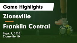 Zionsville  vs Franklin Central  Game Highlights - Sept. 9, 2020