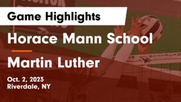 Horace Mann School vs Martin Luther  Game Highlights - Oct. 2, 2023