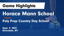 Horace Mann School vs Poly Prep Country Day School Game Highlights - Sept. 9, 2022