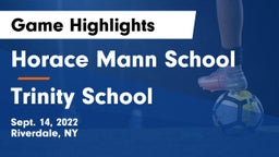 Horace Mann School vs Trinity School Game Highlights - Sept. 14, 2022