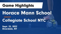 Horace Mann School vs Collegiate School NYC Game Highlights - Sept. 23, 2022