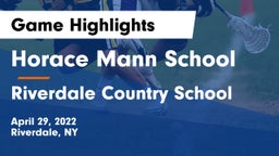 Horace Mann School vs Riverdale Country School Game Highlights - April 29, 2022