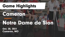 Cameron  vs Notre Dame de Sion  Game Highlights - Oct. 28, 2021