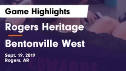 Rogers Heritage  vs Bentonville West  Game Highlights - Sept. 19, 2019