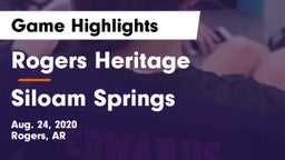 Rogers Heritage  vs Siloam Springs  Game Highlights - Aug. 24, 2020