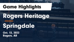 Rogers Heritage  vs Springdale  Game Highlights - Oct. 13, 2022