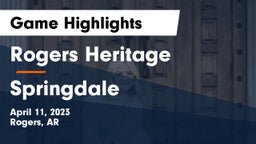 Rogers Heritage  vs Springdale  Game Highlights - April 11, 2023