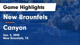 New Braunfels  vs Canyon Game Highlights - Jan. 3, 2020