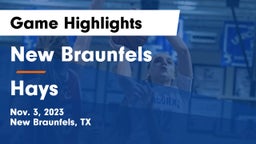 New Braunfels  vs Hays  Game Highlights - Nov. 3, 2023