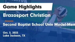 Brazosport Christian  vs Second Baptist School Univ Model-Memorial campus Game Highlights - Oct. 3, 2023