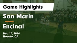 San Marin  vs Encinal  Game Highlights - Dec 17, 2016