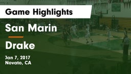 San Marin  vs Drake  Game Highlights - Jan 7, 2017