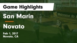 San Marin  vs Novato  Game Highlights - Feb 1, 2017