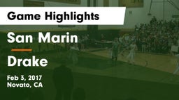 San Marin  vs Drake  Game Highlights - Feb 3, 2017
