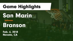 San Marin  vs Branson  Game Highlights - Feb. 6, 2018