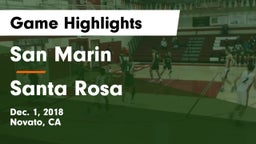 San Marin  vs Santa Rosa  Game Highlights - Dec. 1, 2018
