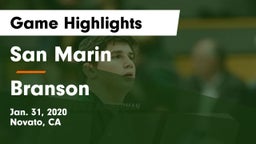 San Marin  vs Branson  Game Highlights - Jan. 31, 2020