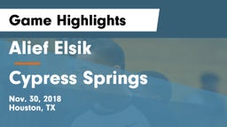 Alief Elsik  vs Cypress Springs  Game Highlights - Nov. 30, 2018
