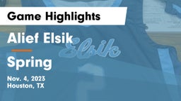 Alief Elsik  vs Spring  Game Highlights - Nov. 4, 2023