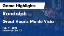 Randolph  vs Great Hearts Monte Vista  Game Highlights - Feb. 11, 2022