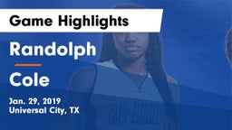 Randolph  vs Cole  Game Highlights - Jan. 29, 2019