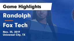 Randolph  vs Fox Tech  Game Highlights - Nov. 25, 2019