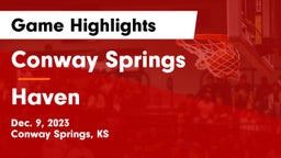 Conway Springs  vs Haven  Game Highlights - Dec. 9, 2023