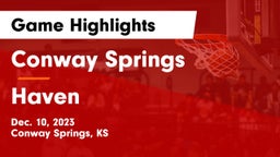 Conway Springs  vs Haven  Game Highlights - Dec. 10, 2023