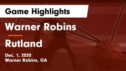 Warner Robins   vs Rutland  Game Highlights - Dec. 1, 2020