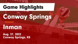 Conway Springs  vs Inman  Game Highlights - Aug. 27, 2022