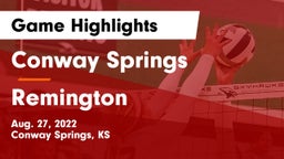 Conway Springs  vs Remington  Game Highlights - Aug. 27, 2022