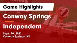 Conway Springs  vs Independent Game Highlights - Sept. 20, 2022